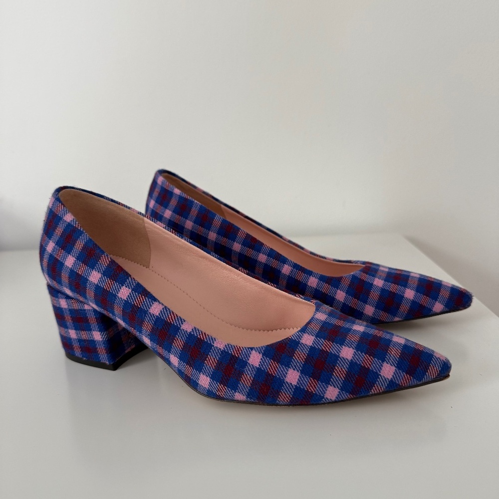 Jcrew Pointed Block Heel Royal Petunia Pumps